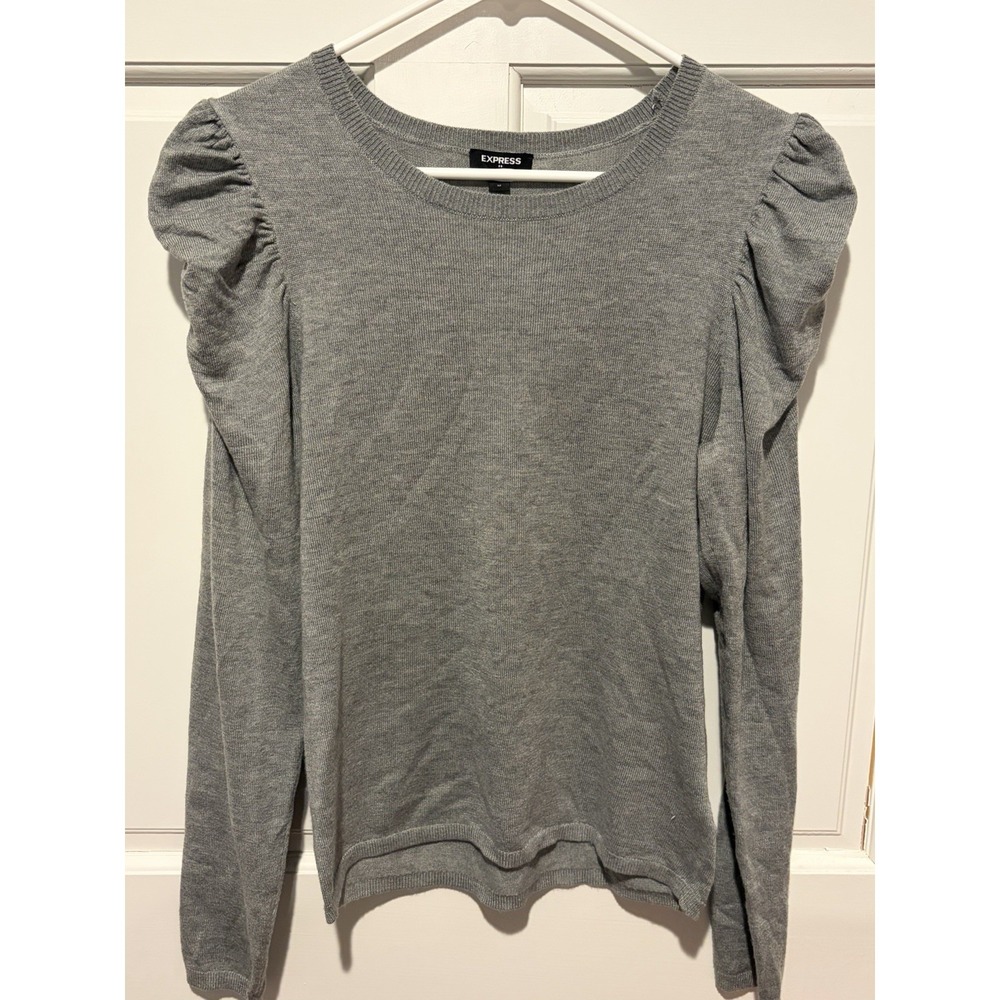 Express Long Sleeve Puff Sleeve Sweater Gray Women's Medium EUC